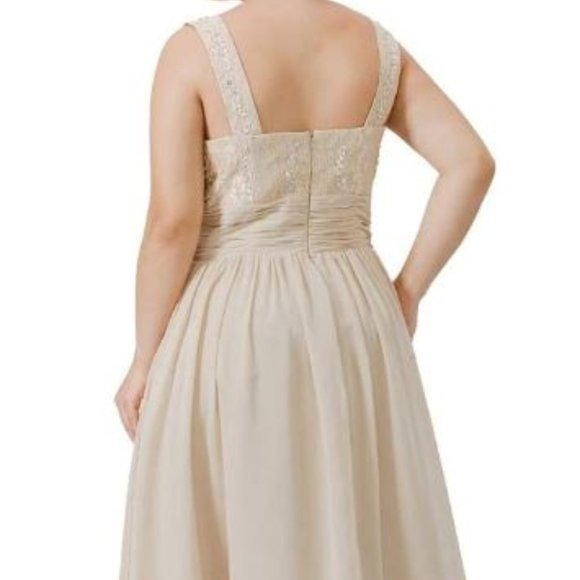 Women's 22 Size Tea Length Chiffon Beaded Lace - Picture 4 of 6